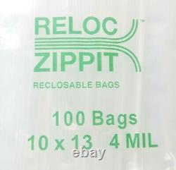 1000 Reloc 10x13 4mil Heavy Duty Clear Plastic Zippit Bags 10 x13 Reclosable