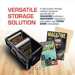 2 Magazine Document & Comic Book Storage Bins Heavy Duty & Stackable Plastic
