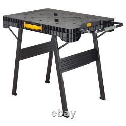 33 In. H Plastic, Heavy Duty, Black Folding Portable Workbench with Handle