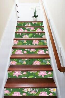 3D Pink Lotus 508 Stair Risers Decoration Photo Mural Vinyl Decal Wallpaper