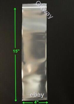 4 x 15 Heavy Duty 6 MIL Resealable Zip Top Lock 4x15 FDA Clear Plastic Bags