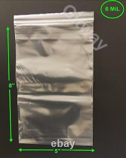 5 x 8 Heavy Duty 6 MIL Resealable Zip Top Lock Bag 5x8 6 ML Clear Plastic Bags