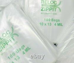 600 Reloc 10x13 4mil Heavy Duty Clear Plastic Zippit Bags 10 x13 Reclosable