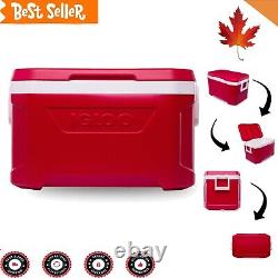 60qt Heavy-Duty Hardsided Insulated Lunch Cooler Durable Plastic Wheels