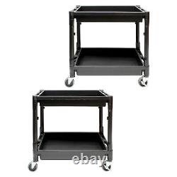 BISupply Heavy Duty Utility Cart with Wheels 2 Pack Plastic Rolling Tool Cart