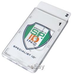 Bulk 100 Pack Heavy Duty Clear Rigid 2-Card ID Badge Holders (Hard Plastic)