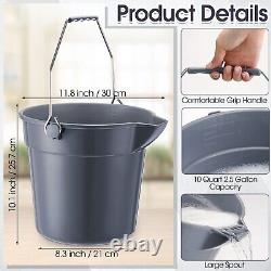 Didaey 6 Pcs 2.5 Gallon Bucket for Clean Heavy Duty Cleaning Bucket Plastic P
