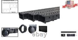 Heavy-Duty Drainage Trench Channel Drain With Grate Black Plastic 3 Pack