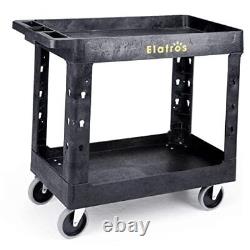 Heavy Duty Plastic Utility Cart 34 x 17 Inch Work Cart Tub Storage Black
