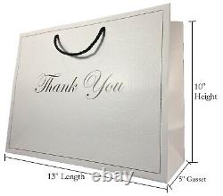 Large White Gift Bags with handles Bulk Lot Thank You Heavy Duty Paper 13 x 10
