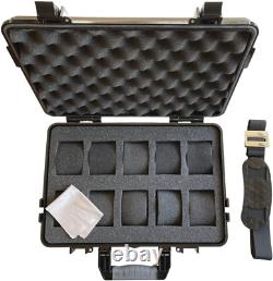 Moderngen 10 Slot Watch Box Travel Case Heavy Duty Plastic Impact Resistant Wa