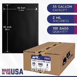 Ox Plastics 55 Gallon, 2 MIL thick, Large Contractor Heavy Duty Bags, Extra L