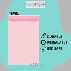 Pink Antistatic Bags 4mil Reclosable Static Protection Heavy Duty Plastic Bags