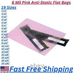 Pink Antistatic Bags 6mil Flat Bag Static Protection Plastic Bags Heavy Duty