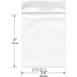 Plymor Heavy Duty Plastic Reclosable Zipper Bag 4 Mil, 2.5 x 3 (Case of 10000)