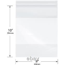 Plymor Heavy Duty Plastic Zipper Bags with White Block 4 Mil 8 x 10 (Pck of 500)