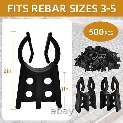 Snap Rebar Chairs (500 Pcs), Plastic Heavy Duty Plastic Spacer, Fits Bar Sizes #3