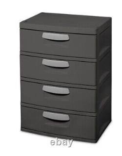 Sterilite 4 Heavy Duty Plastic Drawer Storage Gray (No Assembly Required)