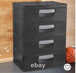 Sterilite 4 Heavy Duty Plastic Drawer Storage Gray (No Assembly Required)
