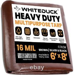 WHITEDUCK Heavy Duty Poly Tarp, 16 Mil Brown Reinforced Pool Boat Car Port Cover