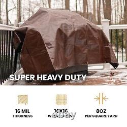 WHITEDUCK Heavy Duty Poly Tarp, 16 Mil Brown Reinforced Pool Boat Car Port Cover
