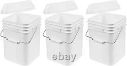 White Pails and Lids Heavy Duty Buckets for Storage Economical, Durable and