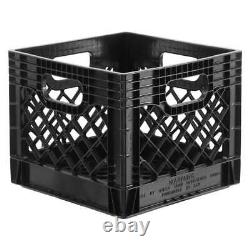 X4 Orbis Rigid Plastic Dairy Case Milk Crate Heavy Duty Stackable- Black